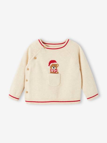 Ensemble de Noël 2 pièces bébé en tricot beige chiné 