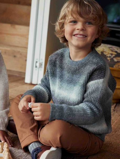 Jungen Pullover mit Farbverlauf grau meliert 