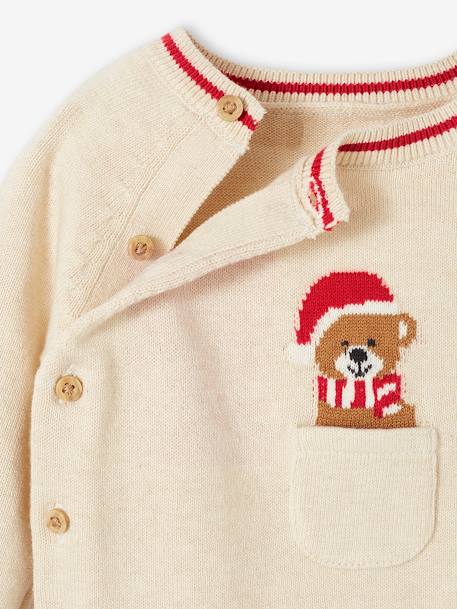 Baby Weihnachts-Set: Pullover & Hose Oeko-Tex beige meliert 
