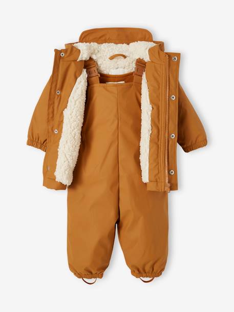 Manteau et pantalon de pluie bébé caramel 