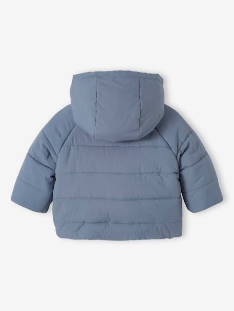 Baby Winterjacke mit abnehmbarer Kapuze, Recycling-Polyester graublau 