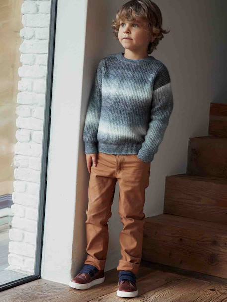 Jungen Pullover mit Farbverlauf grau meliert 