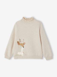 -Mädchen Weihnachts-Sweatshirt mit Reh