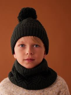 Garçon-Accessoires-Bonnet, écharpe, gants-Ensemble bonnet + snood + moufles/mitaines en maille torsadée garçon
