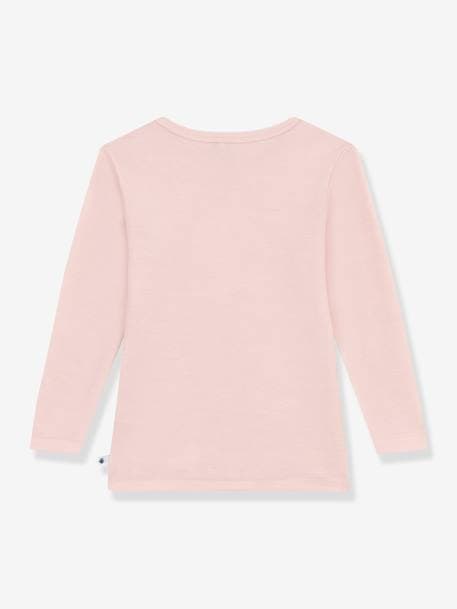 T-shirt manches longues en laine et coton PETIT BATEAU rose 