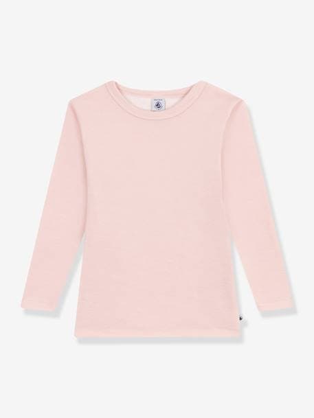 T-shirt manches longues en laine et coton PETIT BATEAU rose 