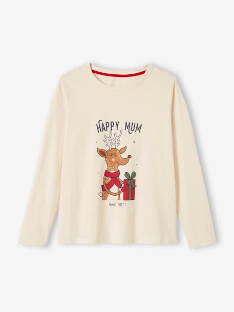 Damen Weihnachts-Pyjama Capsule Collection HAPPY FAMILY ecru 