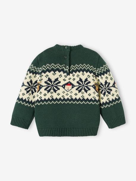 Pull jacquard de Noël bébé collection capsule famille rouge+vert sapin 