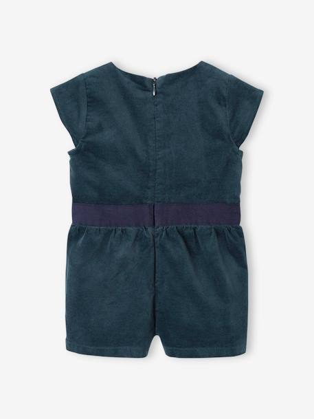Combishort bébé en velours lisse vert émeraude 