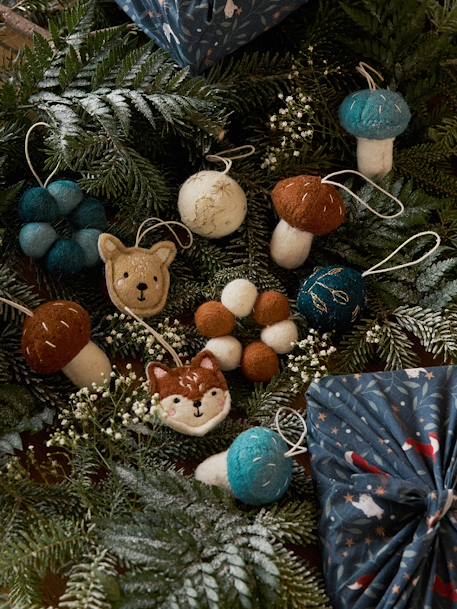 Lot de 12 décorations de Noël en feutrine à suspendre Brocéliande vert 