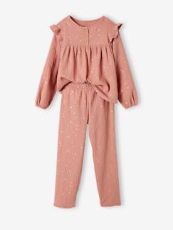 -Pyjama long fille noël en gaze de coton