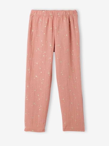Pyjama long fille noël en gaze de coton blush 