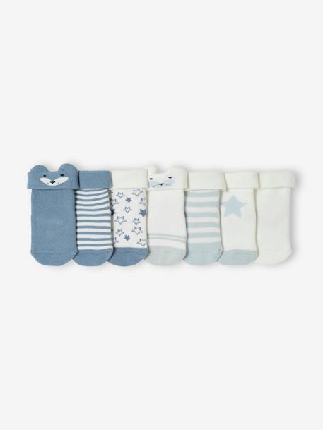 Lot de 7 paires de chaussettes 'étoiles et renard' bébé  BASICS bleu 