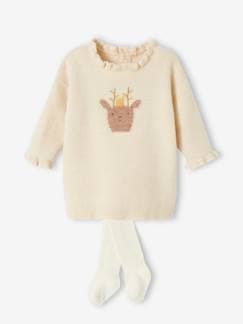 Baby-Babykleid mit Strumpfhose zu Weihnachten