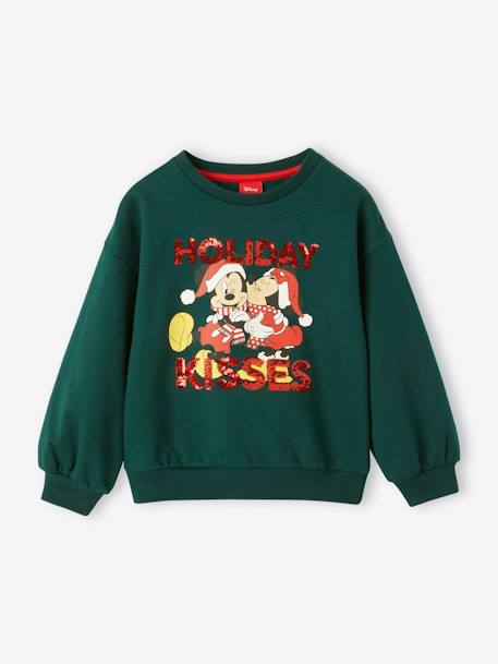 Weihnachtliches Mädchen Sweatshirt Disney MINNIE MAUS tannengrün 