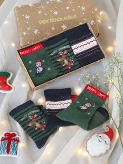 Junge-Unterwäsche-Socken-3er-Pack Weihnachtssocken im Geschenk-Set für Jungen