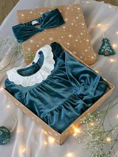 Baby-Kleid, Rock-Geschenk-Set Babykleid mit Haarband in Velours