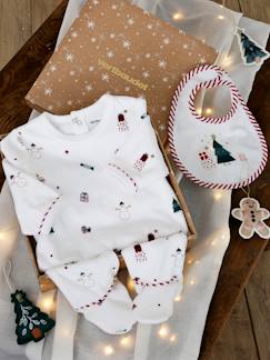 Weihnachtliches Baby Geschenk-Set: Samt-Strampler & Lätzchen Oeko-Tex