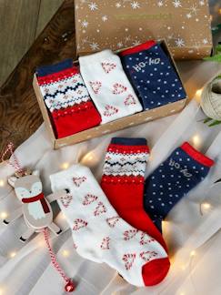 Coffret de Noël Santa Socks fille lot de 3 paires de mi-chaussettes