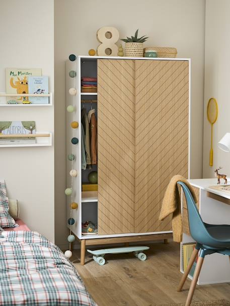 Armoire 2 portes chevrons bois 