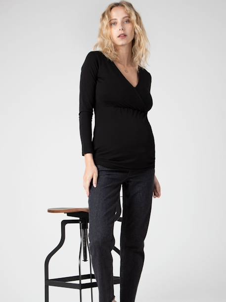 Nachhaltiges Shirt für Schwangerschaft & Stillzeit ESTELLE LS ENVIE DE FRAISE schwarz 