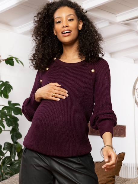 Pullover für Schwangerschaft & Stillzeit ROMAIN ENVIE DE FRAIS aubergine+schwarz 