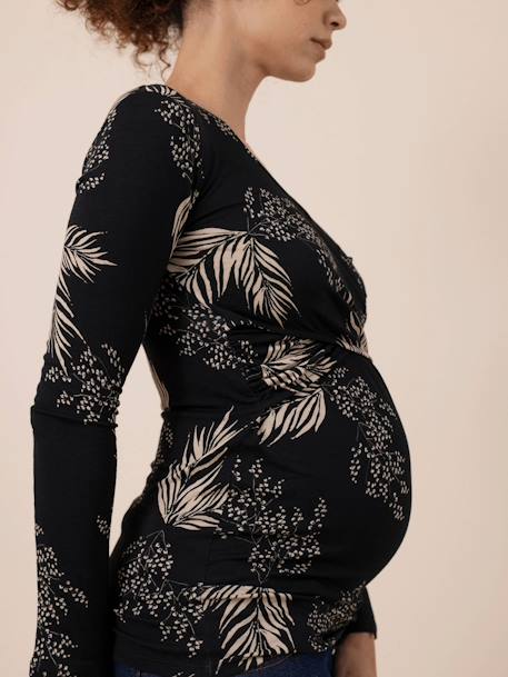 Wickelshirt für Schwangerschaft & Stillzeit FIONA LS ENVIE DE FRAISE schwarz bedruckt 