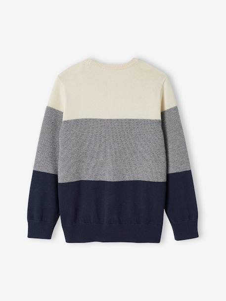 Jungen Pullover mit Colorblock-Streifen Oeko-Tex nachtblau 