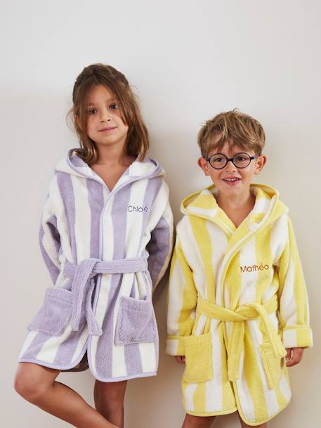 Peignoir de bain enfant rayures TRANSAT rayé jaune+rayé violet 