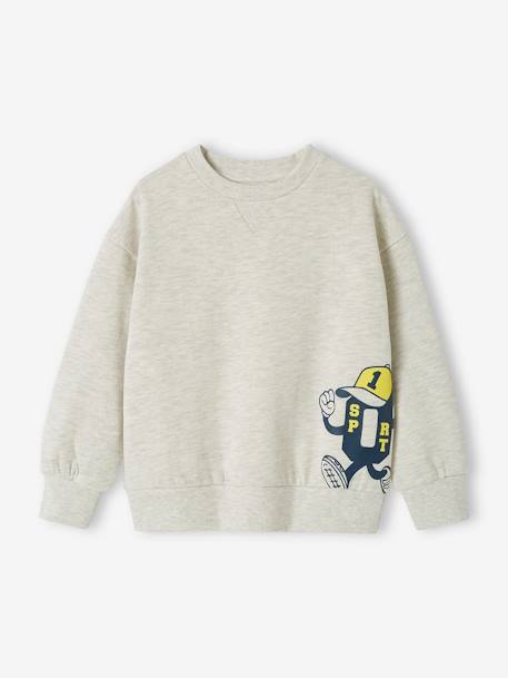 Jungen Sport-Sweatshirt mit Print Oeko-Tex weiss meliert 