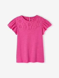 Mädchen-T-Shirt, Unterziehpulli-T-Shirt-T-Shirt mit Volant‰rmeln und Lochstickerei
