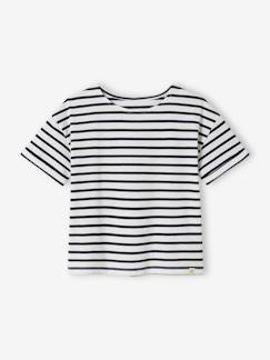 Les articles personnalisables-Mädchen-T-Shirt, Unterziehpulli-Geringeltes Mädchen T-Shirt mit Recycling-Baumwolle