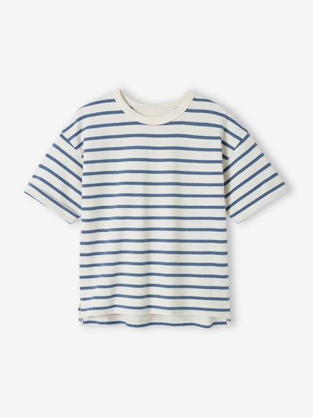 Tee-shirt rayé mixte personnalisable enfant manches courtes rayé bleu 