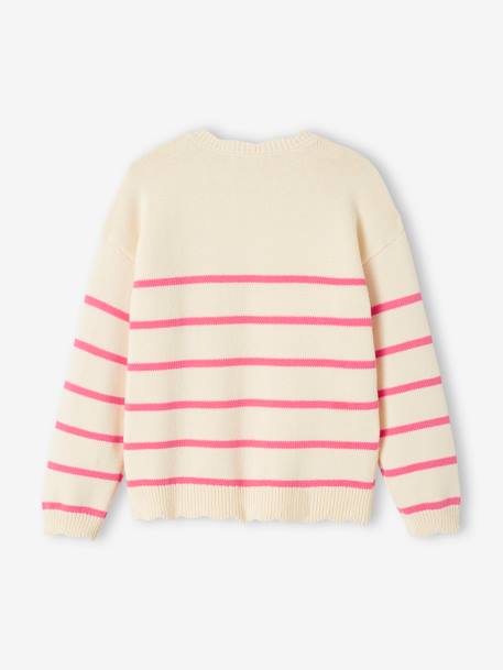 Mädchen Ringelpullover bonbon rosa+marine gestreift+puderrosa 