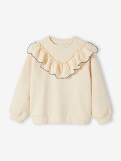 Fille-Pull, gilet, sweat-Sweat avec volant en broderie anglaise fille