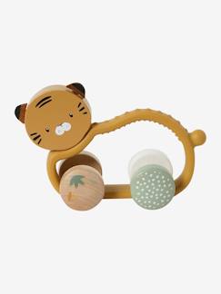 Spielzeug-Erstes Spielzeug-Erstes Lernspielzeug-Baby Tiger-Rassel aus Silikon & Holz FSC®