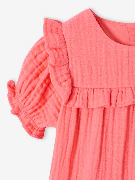 Robe en gaze de coton bébé corail+vanille 