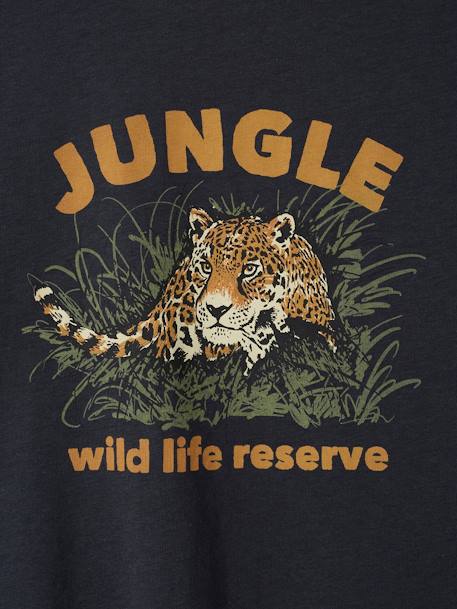 Jungen T-Shirt mit Tierprint, Recycling-Baumwolle anthrazit+blaugrau+ecru 