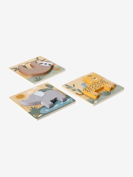 3er-Set Baby Puzzles TANSANIA aus Holz FSC® gelb 