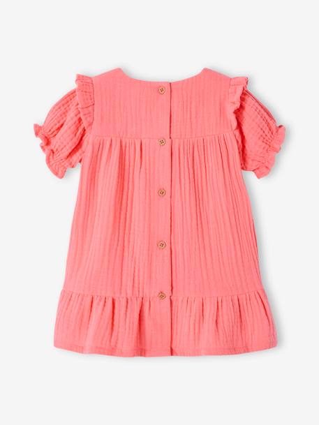 Baby Kleid aus Musselin koralle+vanille 