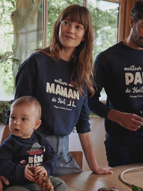 Sweat de Noël femme collection capsule 'Happy Family Forever' marine 