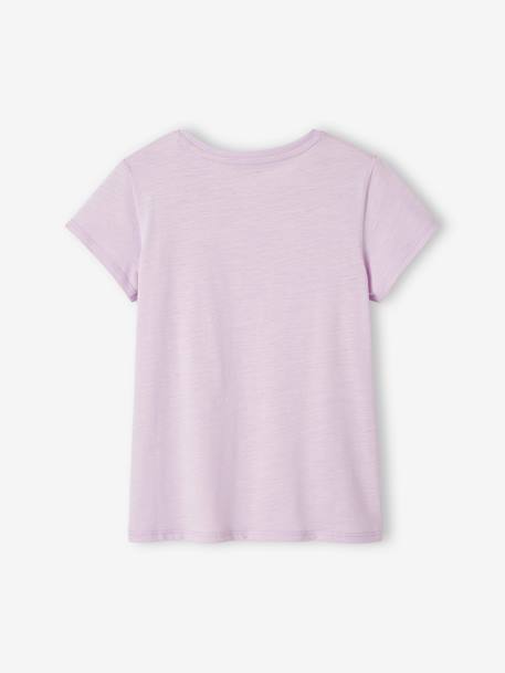 Mädchen Sport-T-Shirt mit Glanzstreifen lila+pudrig rosa+wollweiß 
