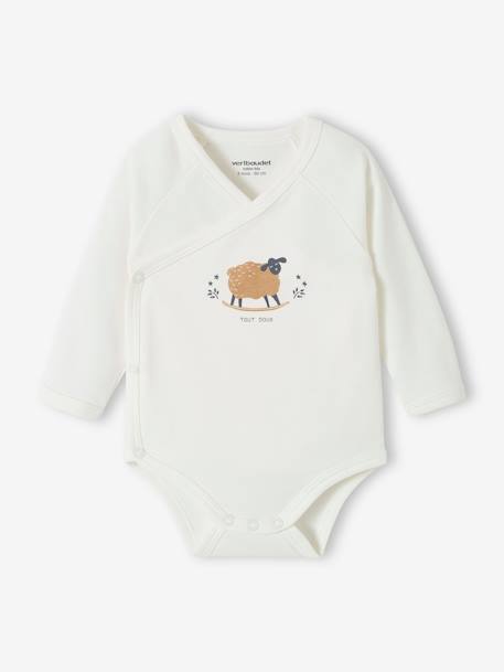 Lot de 5 bodies ouverture naissance bébé en coton biologique taupe 