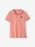 Polo en maille piquée motif poitrine garçon vieux rose 