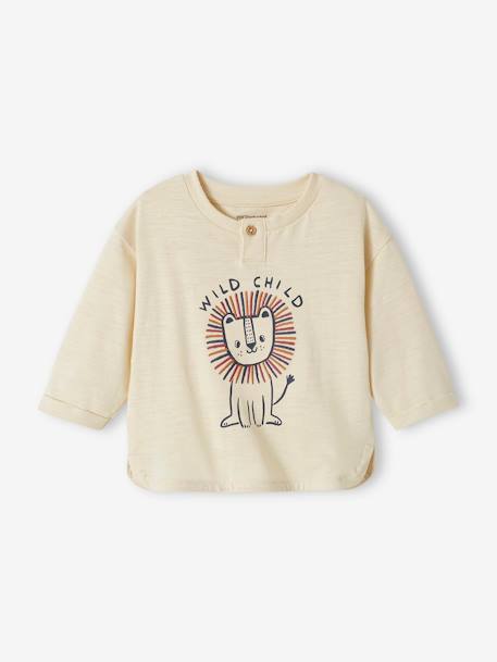 Baby Shirt mit Löwe Oeko-Tex ecru 