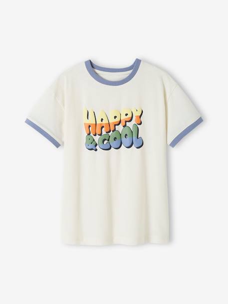 Tee-shirt motif 'Happy & cool' garçon sable 