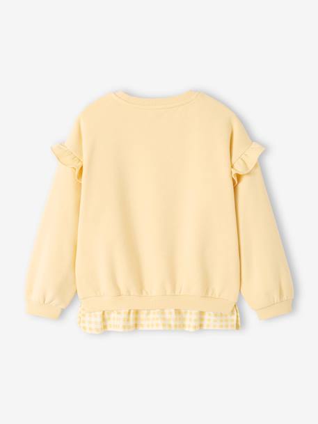 Mädchen Sweatshirt mit Volant-Saum bonbonrosa+pastelgelb 