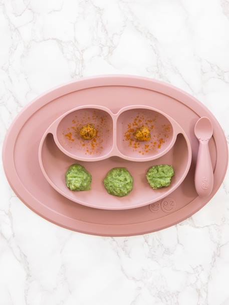Set repas tout-en-un avec assiette EZPZ Mini mat en silicone rose+vert amande 