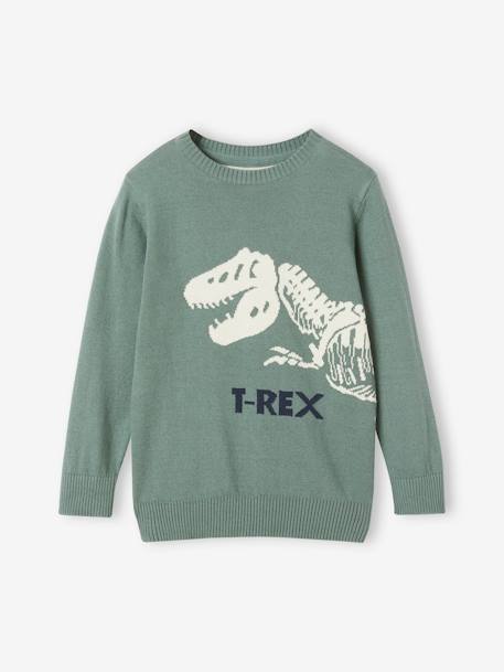 Jungen Pullover mit Dino Oeko-Tex salbeigrün 