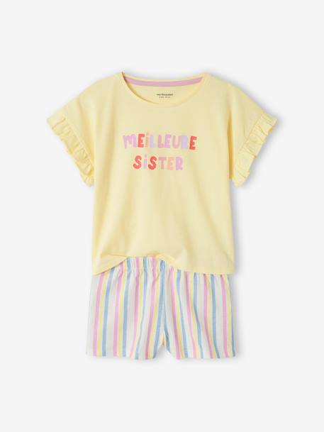 Pyjashort fille 'Meilleure Sister' jaune pastel 